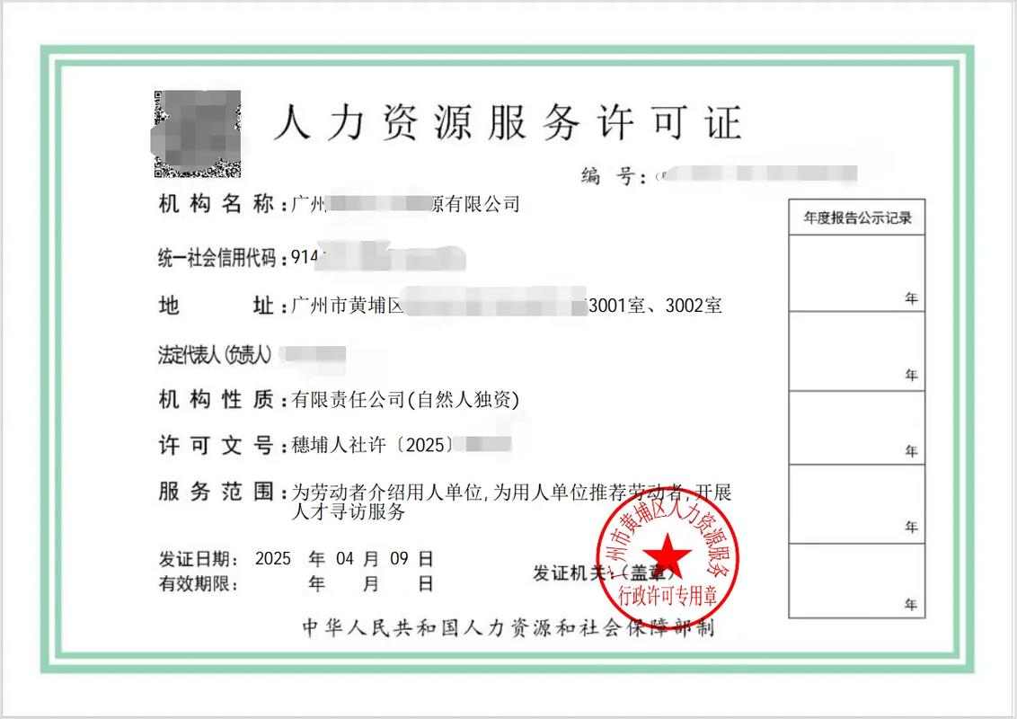 2025年4月9日新下勞務派遣經營許可證兩套，人力資源服務再添新力量